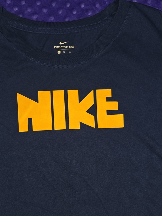 Nike Tops - Nike Navy T-Shirt with Bold Yellow Logo